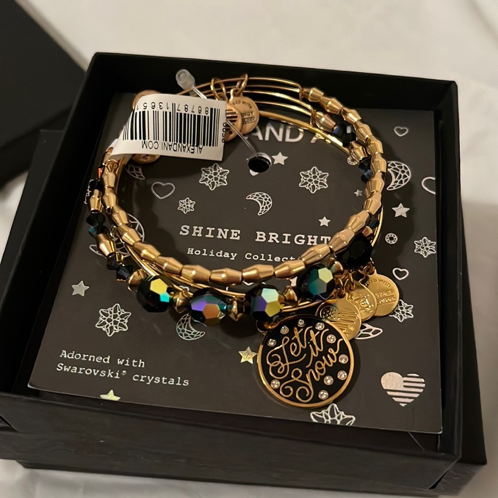 NIB Alex and Ani bracelet set Let It Snow